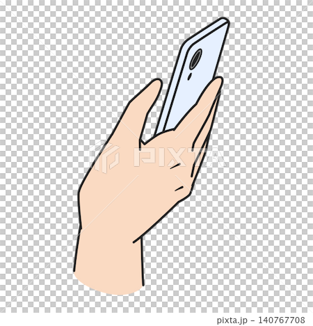 スマホを操作する右手のイラスト 140767708
