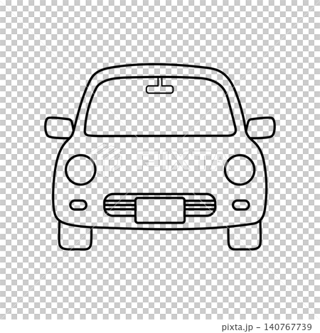 A simple line drawing illustration of a car (front view). A simple line drawing illustration of a car (front view). 140767739