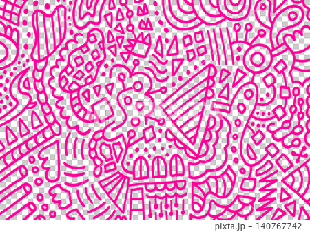 手描き風の落書きパターン テキスタイル風背景 140767742