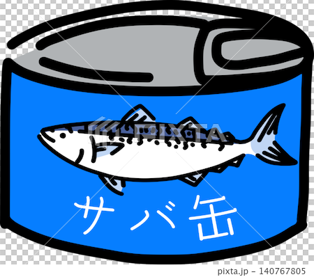 Cute hand-drawn illustration of a canned mackerel Cute hand-drawn illustration of a canned mackerel 140767805