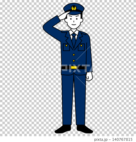 A male police officer saluting (full body) 140767815