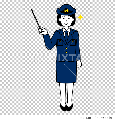 Female police officer giving directions with a pointer (full body) 140767816
