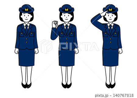 女性警察官の全身ポーズセット 女性警察官の全身ポーズセット 140767818
