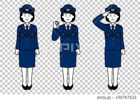 Full body pose set for female police officer 140767818