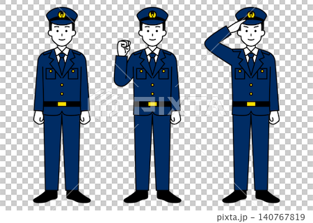 Full body pose set for male police officer 140767819