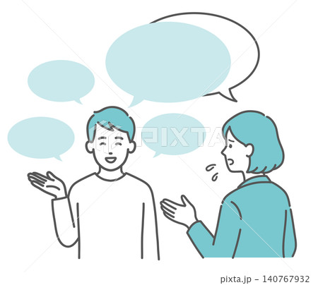 空気を読めず自分の話ばかりする男性(ASD)のイラスト 空気を読めず自分の話ばかりする男性(ASD)のイラスト 140767932