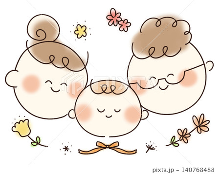 優しいタッチの手書き親子イラストのイラスト素材 [140768488] - PIXTA