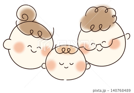 優しいタッチの手書き親子イラスト 140768489