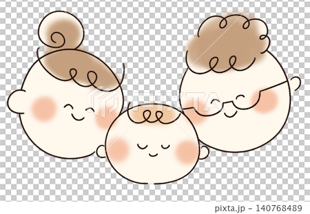 優しいタッチの手書き親子イラスト 140768489