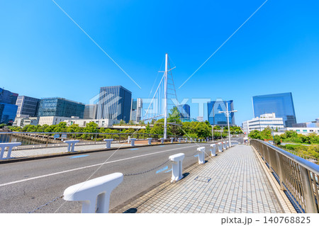 東京 港区港南の都市風景 高浜運河にかかる浜路橋 東京 港区港南の都市風景 高浜運河にかかる浜路橋 140768825