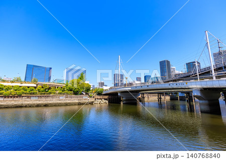 東京 港区港南の都市風景 高浜運河にかかる浜路橋 東京 港区港南の都市風景 高浜運河にかかる浜路橋 140768840