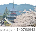 吉野　金峯山寺　南朝妙法殿と満開の桜 140768942