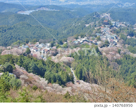 吉野 花矢倉展望台からの満開の桜と金峯山寺蔵王堂 吉野 花矢倉展望台からの満開の桜と金峯山寺蔵王堂 140768950