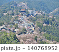 吉野　花矢倉展望台からの満開の桜と金峯山寺蔵王堂 140768952