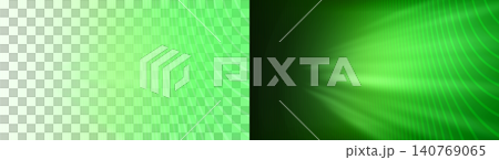 Green radial wave lines, sound waves, transparent background, abstract material. 140769065