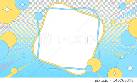 Pop design frame, dot halftone, focus lines, 16:9 size 140769379