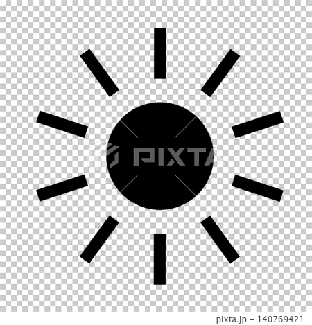 シンプルな太陽の黒に塗りつぶされたアイコンイラスト素材 140769421
