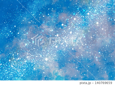 銀河に流れる天の川の水彩風イラスト 銀河に流れる天の川の水彩風イラスト 140769659