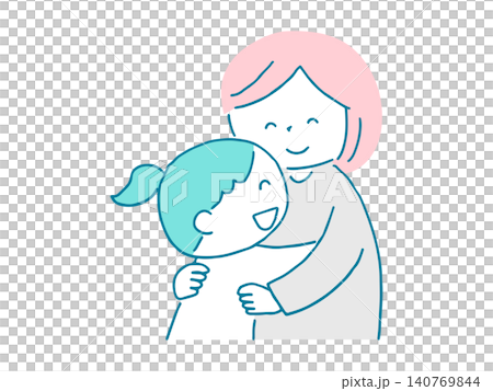 女の子を抱きしめるお母さんのイラスト 140769844