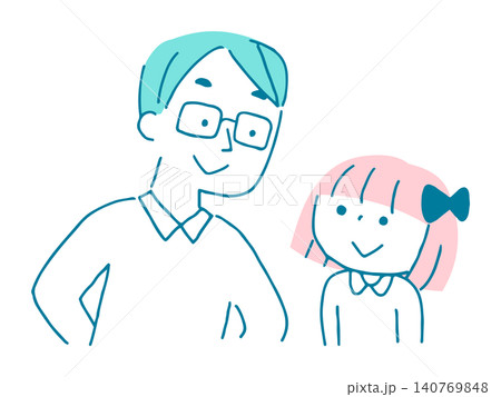 笑顔で見つめ合うお父さんと女の子のイラスト 笑顔で見つめ合うお父さんと女の子のイラスト 140769848