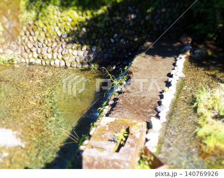 初夏の爽やかな日差しが差し込む田舎の小さな水路 初夏の爽やかな日差しが差し込む田舎の小さな水路 140769926
