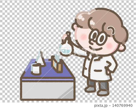 実験をする男性のイラスト 実験をする男性のイラスト 140769940