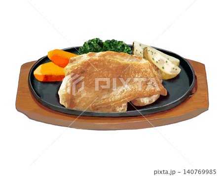 チキンステーキ(付け合わせ、鉄板付き) チキンステーキ(付け合わせ、鉄板付き) 140769985