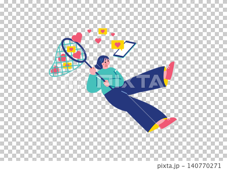 SNSでいいねを集める女性のイラスト 140770271