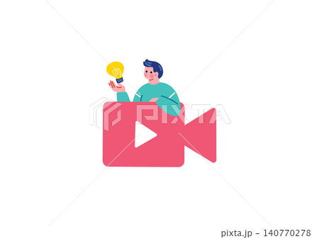 動画編集をする男性のイラスト 140770278
