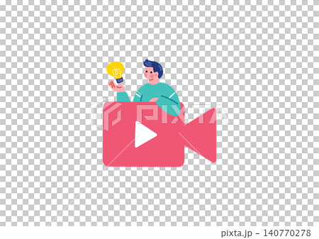 動画編集をする男性のイラスト 140770278