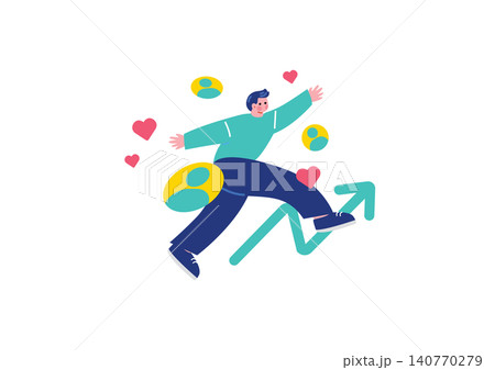 SNSで成功する男性のイラスト SNSで成功する男性のイラスト 140770279