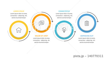 Four Steps Horizontal Process Infographic Template Four Steps Horizontal Process Infographic Template 140770311