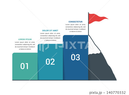 Three Steps to Success Mountain Infographic Template Three Steps to Success Mountain Infographic Template 140770332