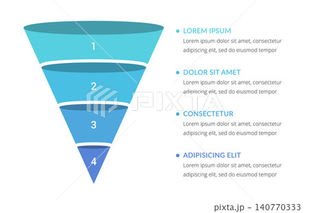 Four Stage Funnel Infographic Template Four Stage Funnel Infographic Template 140770333
