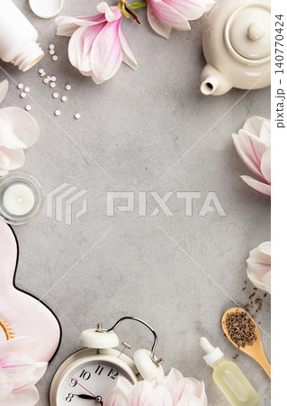 Sleep Mask Wellness Composition with Herbal Tea and Natural Remedies Sleep Mask Wellness Composition with Herbal Tea and Natural Remedies 140770424