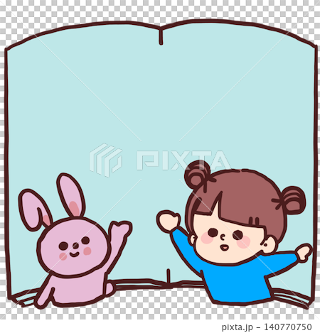 An illustration of a girl and a rabbit that looks like they jumped out of a picture book. An illustration of a girl and a rabbit that looks like they jumped out of a picture book. 140770750