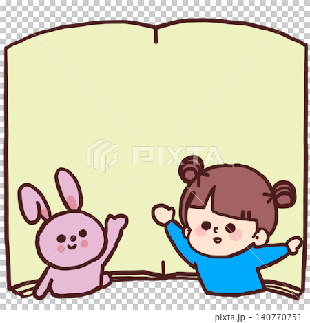 An illustration of a girl and a rabbit that looks like they jumped out of a picture book. An illustration of a girl and a rabbit that looks like they jumped out of a picture book. 140770751