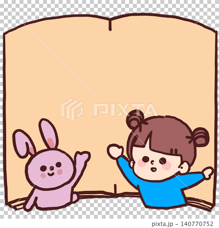 An illustration of a girl and a rabbit that looks like they jumped out of a picture book. An illustration of a girl and a rabbit that looks like they jumped out of a picture book. 140770752
