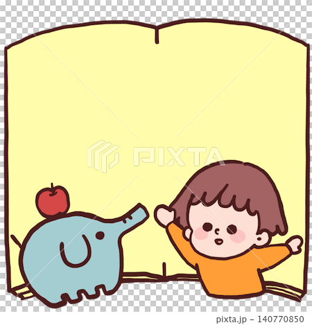 An illustration of a boy and an elephant toy that looks like they jumped out of a picture book. An illustration of a boy and an elephant toy that looks like they jumped out of a picture book. 140770850