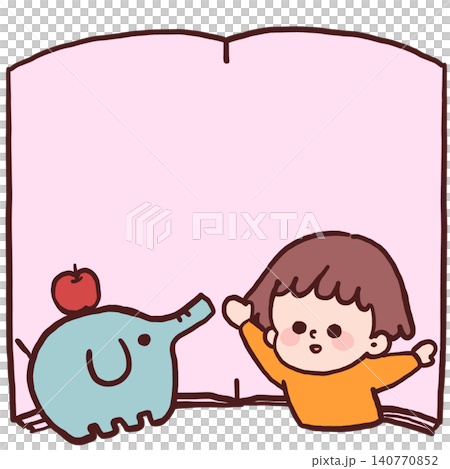 An illustration of a boy and an elephant toy that looks like they jumped out of a picture book. An illustration of a boy and an elephant toy that looks like they jumped out of a picture book. 140770852