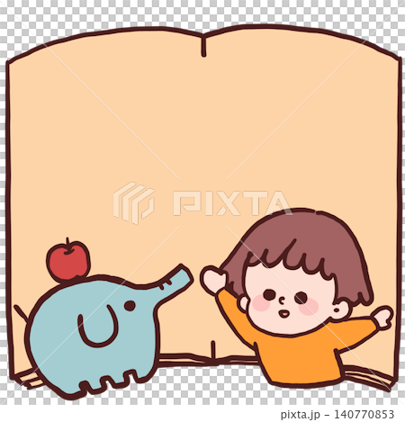 An illustration of a boy and an elephant toy that looks like they jumped out of a picture book. An illustration of a boy and an elephant toy that looks like they jumped out of a picture book. 140770853