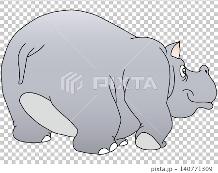 Hand-drawn animal illustration ☆ Hippo 140771309