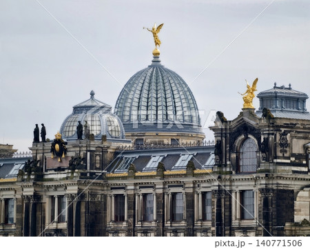 Elegant historic architecture. Captivating historic domes and intricate building ornamentation in cityscape Elegant historic architecture. Captivating historic domes and intricate building ornamentation in cityscape 140771506