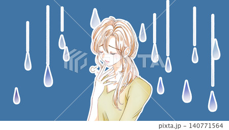 溜息をつく女性 雨 溜息をつく女性 雨 140771564