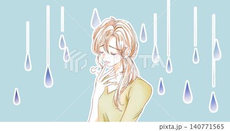 溜息をつく女性 雨 溜息をつく女性 雨 140771565