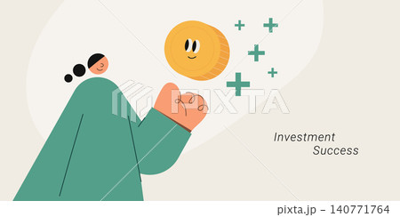 Flat design illustration of a person tossing a cute smiling gold coin with plus signs, representing investment success and positive financial return. Perfect for finance, banking, and fintech content. Flat design illustration of a person tossing a cute smiling gold coin with plus signs, representing investment success and positive financial return. Perfect for finance, banking, and fintech content. 140771764