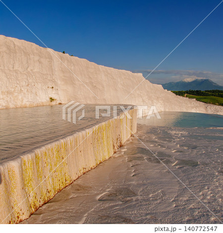 Travertine Terraces and Thermal Pools in Pamukkale, Turkey 140772547
