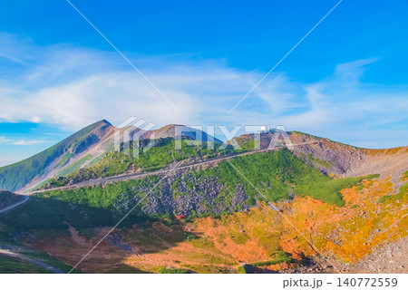 秋の快晴 北アルプス・乗鞍岳の朝日岳と摩利支天岳、解体前の乗鞍コロナ観測所を望む風景 秋の快晴 北アルプス・乗鞍岳の朝日岳と摩利支天岳、解体前の乗鞍コロナ観測所を望む風景 140772559