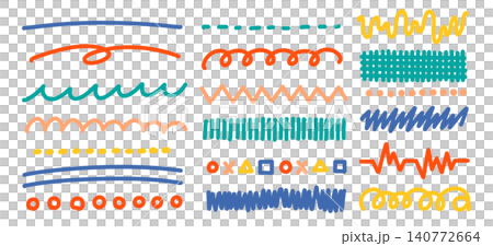 Illustrations of a set of colorful marker lines Illustrations of a set of colorful marker lines 140772664