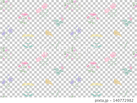 七種秋季花卉的無縫圖案，水彩風格。 140772982